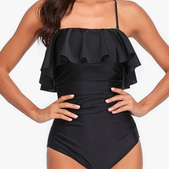 Smismivo Black Flounce One Piece Swimsuit - Picture 1 of 11
